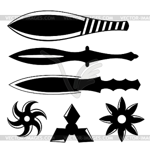 Set of silhouettes bladed weapons.  - vector image