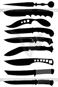 Набор из черных силуэтов ножей - клипарт в векторе / векторное изображение