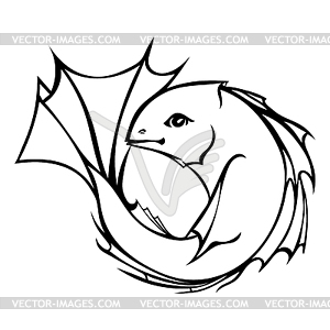 Single fish in profile . illu - vector image