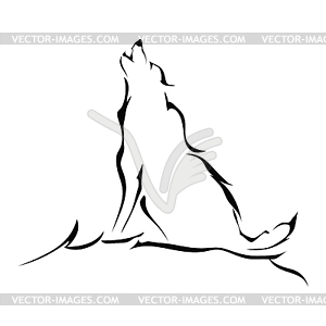 Silhouette of wolf howling . Logo - vector clipart