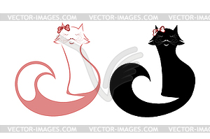 Set of silhouettes of cats . Glamo - vector clipart