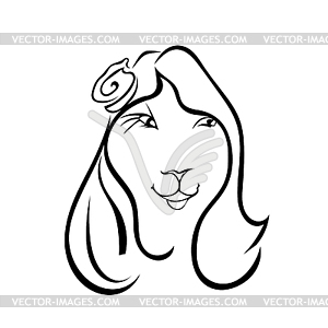 Silhouette of girl`s face fone. Flirt. Vec - vector clipart