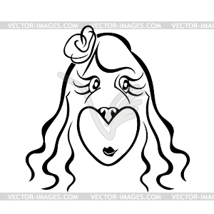 Silhouette of dog`s muzzle lapdogs girl ba - vector clipart
