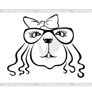 Silhouette of rat with bow and glasses b - vector clipart