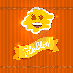 Hello on tape on orange striped paper - vector EPS clipart