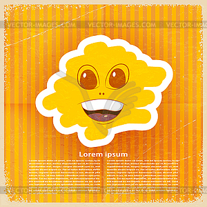Smile in cloud on retro orange paper - vector clipart