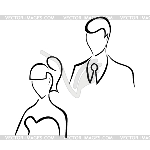 Set of silhouettes of girl and man.  - vector image