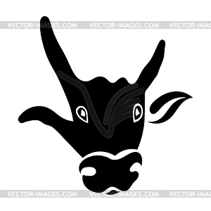 Single silhouette of bull`s head  - vector image