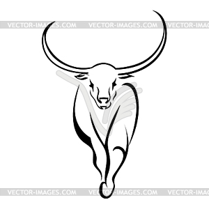 Frontal bull walking . illust - vector clip art