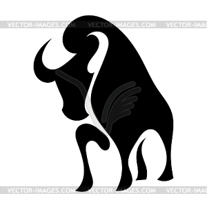 Black silhouette simple of bull - vector image