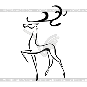 Sketch silhouette of deer with large antlers. . i - vector image