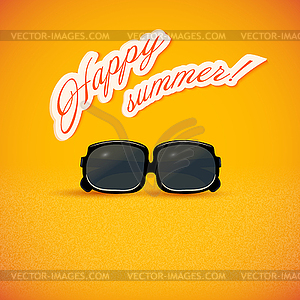 Bright yellow background. Sunglasses. Grunge. - vector clip art