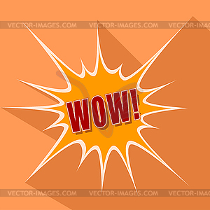 Cartoon Wow against bright background.  - vector image