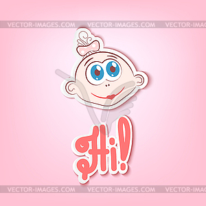 Silhouette of girl head with smile on pink - vector image