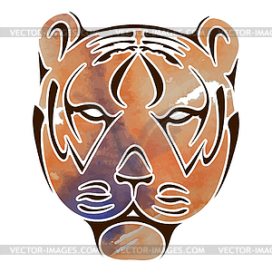Мультяшный голова тигра, с использованием акварельные краски. V - векторное изображение EPS