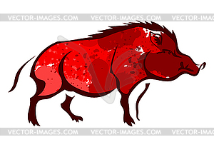 Red wild boar . Watercolor. i - color vector clipart