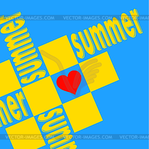 Yellow design element like summer on blue backgroun - vector clipart