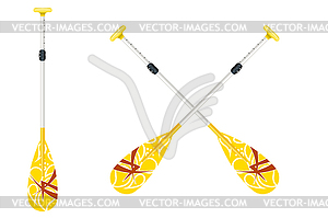 Two yellow oars for canoe - vector clipart