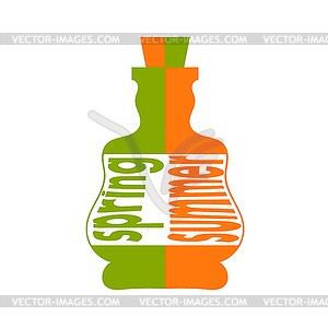 Abstract green and yellow bottle - symbol of - vector image