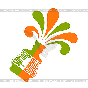 Abstract green and yellow bottle - symbol of - vector image