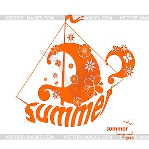 Yellow sailboat design element . Spr - vector EPS clipart