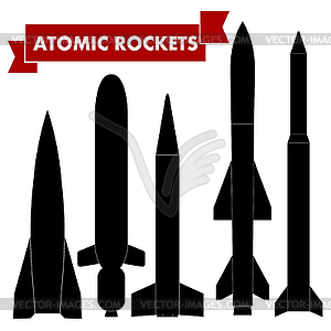 Set of atomic rockets - vector clipart