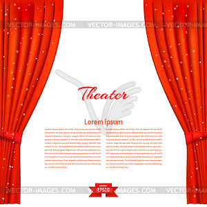 Banner with theater stage and red theater curtain. - vector clip art