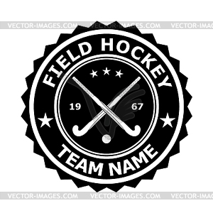 Black badge emblem desizhn for team field hockey. - vector EPS clipart