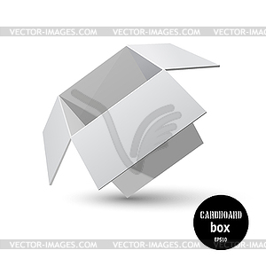 Tilted gray cardboard box with shadow. V - vector image