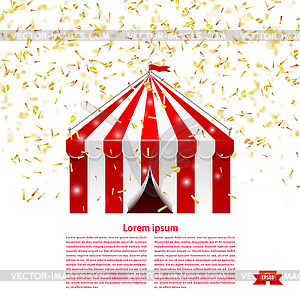 Circus tent under rain of confetti - vector clip art