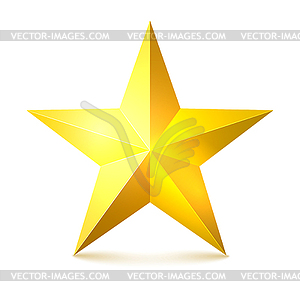 Gold star with shadows. illustratio - vector image