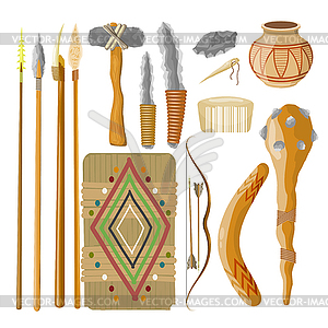 Large Set Items ancient people. Objects rela - vector image