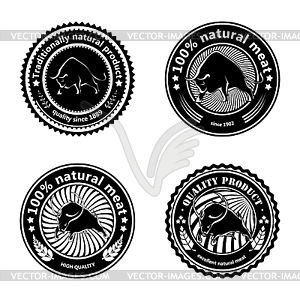 Set of logos, labels with silhouettes of bulls. - stock vector clipart