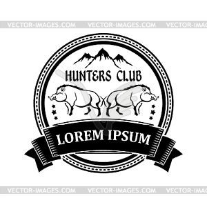 Logo, label with silhouettes of two wild boars. - royalty-free vector image