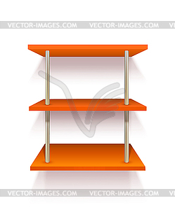 Empty yellow shelves with metal studs - vector image