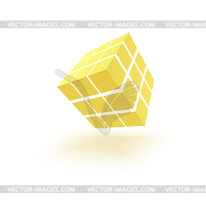 Абстрактный фон с желтой куба - рисунок в векторном формате