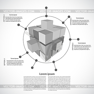 Business background with gray cube - vector clip art