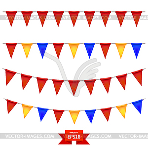 Set colored flags on rope. elements of your - vector image