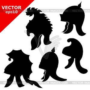 Set of antique military helmets - vector EPS clipart