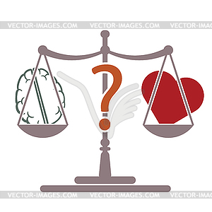 Mind or heart decision - vector image