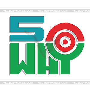 Five why methodology target - vector clipart