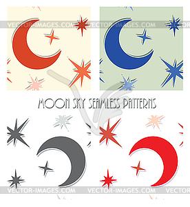 Moon star sky seamless - vector clipart