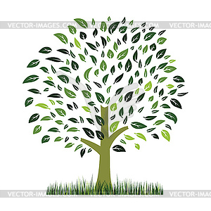 Green grass and tree - vector image