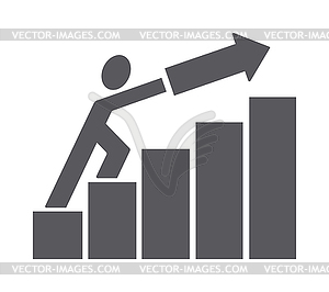 Man pushing trend up - vector clipart