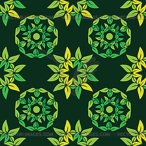 Green leaves seamless pattern - vector clipart