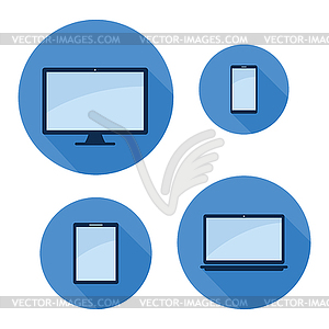 Монитор телефона таблетки набор иконок для ноутбука - клипарт в формате EPS