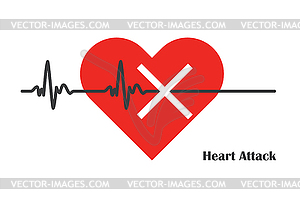 Pulse rate heart attack - vector clipart