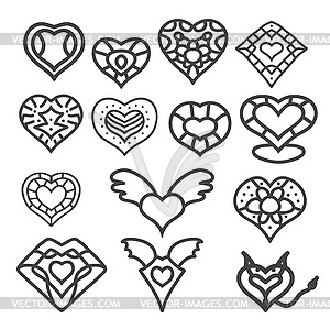 Heart symbol - white & black vector clipart