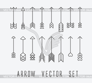 Vintage outlined arrows - vector image
