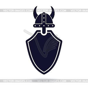 Viking shield logo - vector image